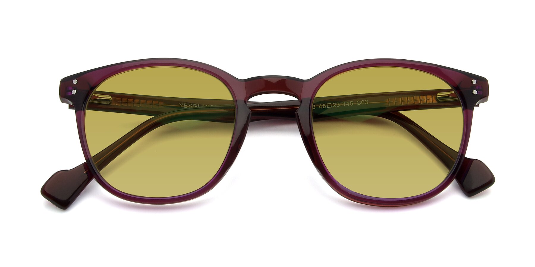 Folded Front of 17293 in Violet with Champagne Tinted Lenses