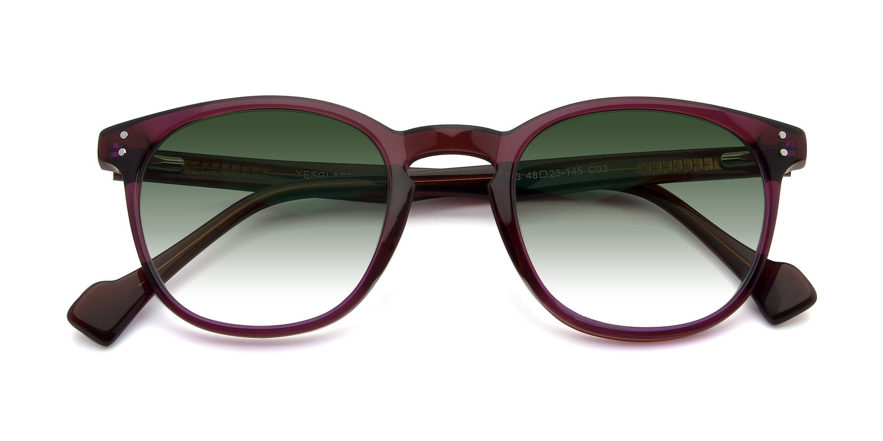 Folded Front of 17293 in Violet with Green Gradient Lenses