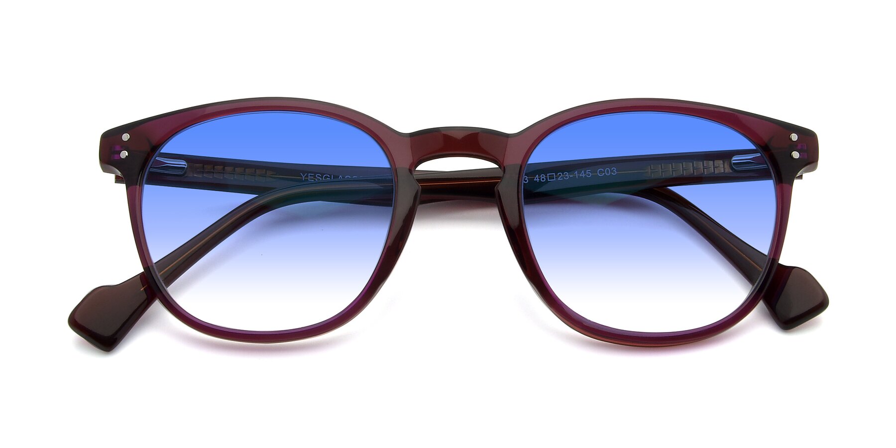 Folded Front of 17293 in Violet with Blue Gradient Lenses
