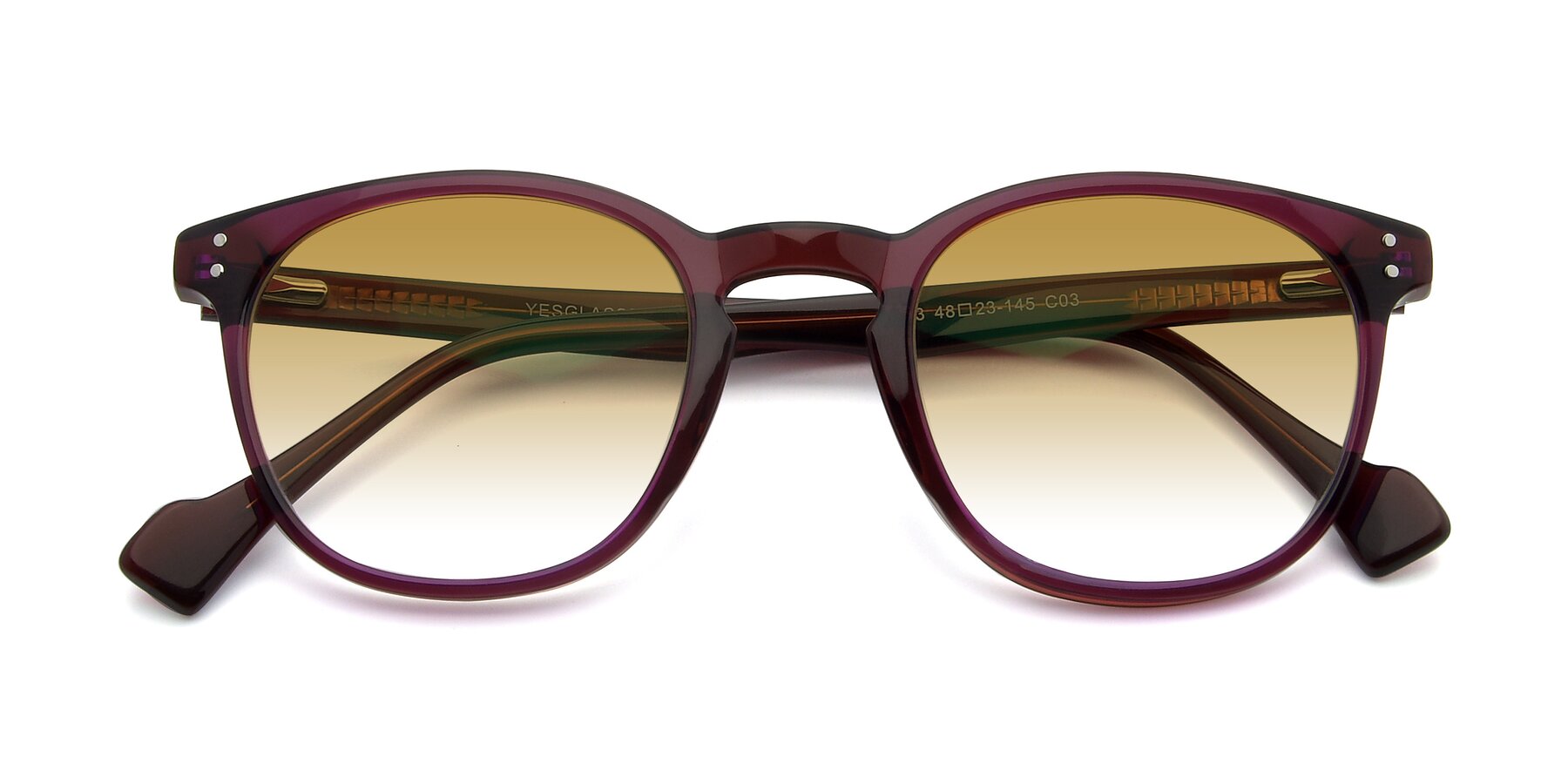 Folded Front of 17293 in Violet with Champagne Gradient Lenses