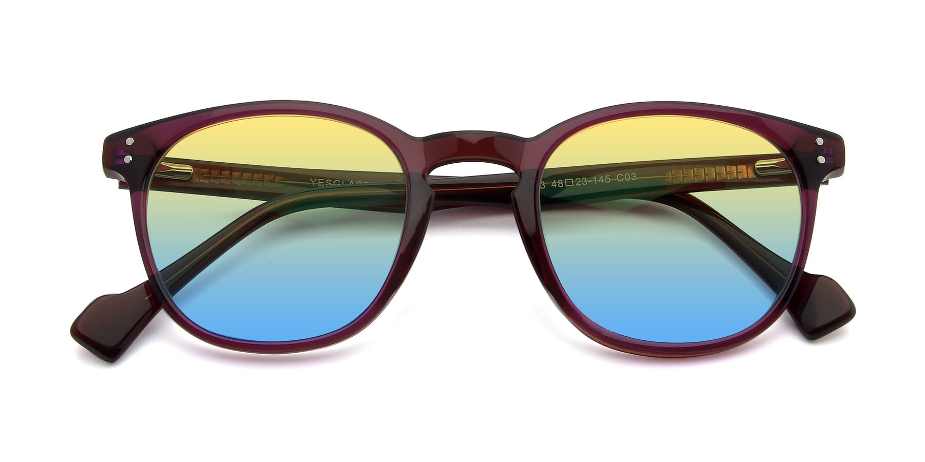 Folded Front of 17293 in Violet with Yellow / Blue Gradient Lenses