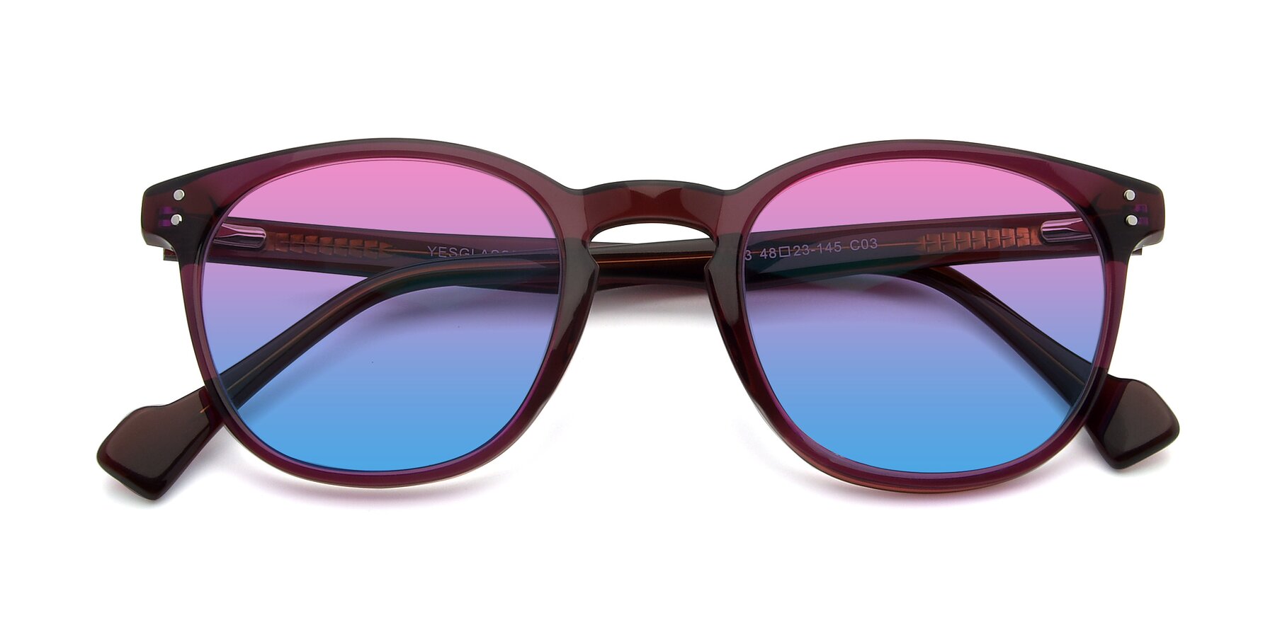 Folded Front of 17293 in Violet with Pink / Blue Gradient Lenses