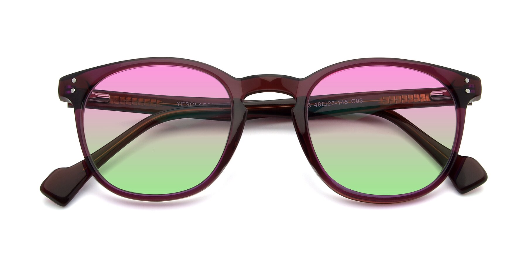 Folded Front of 17293 in Violet with Pink / Green Gradient Lenses