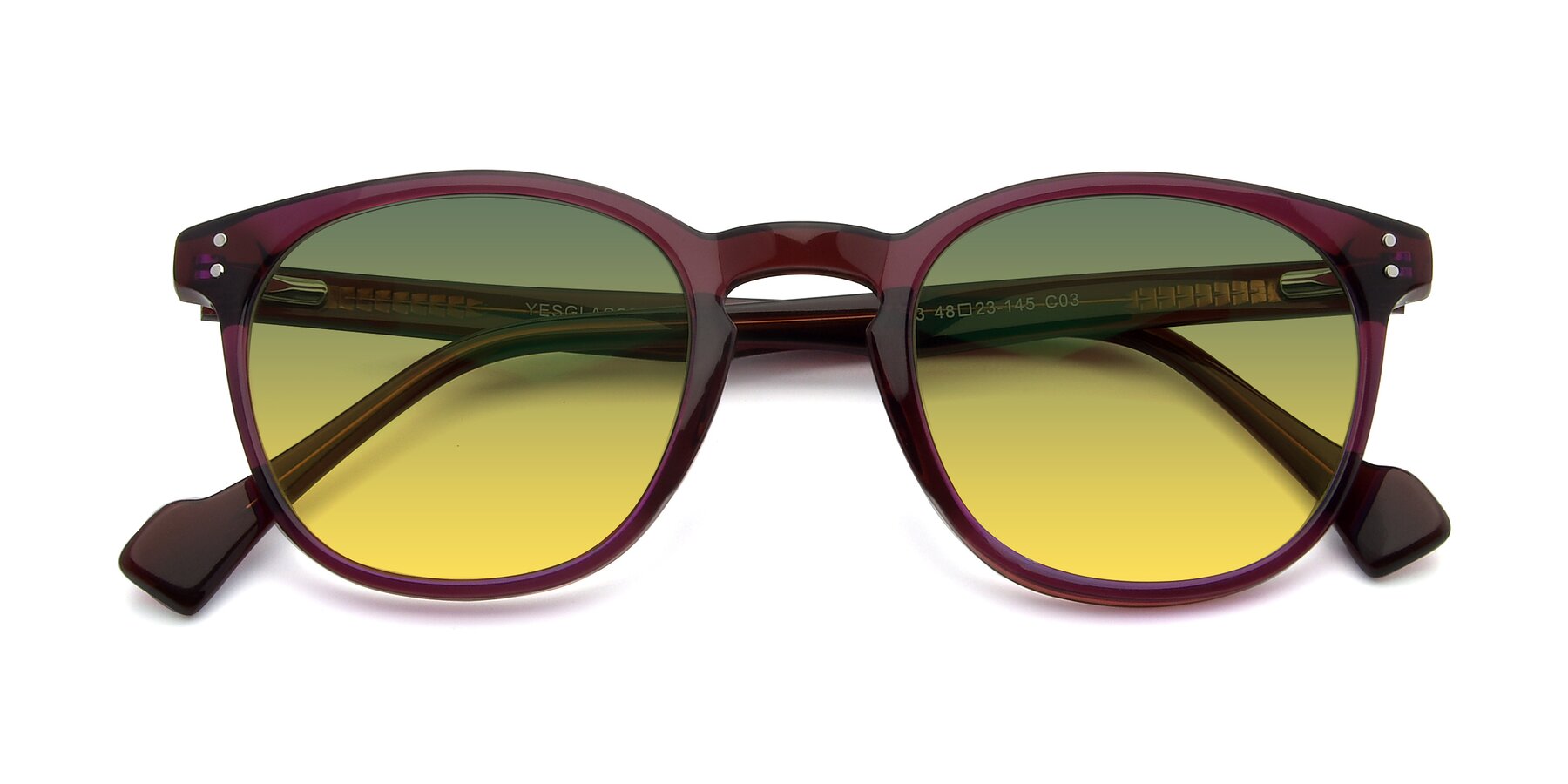 Folded Front of 17293 in Violet with Green / Yellow Gradient Lenses