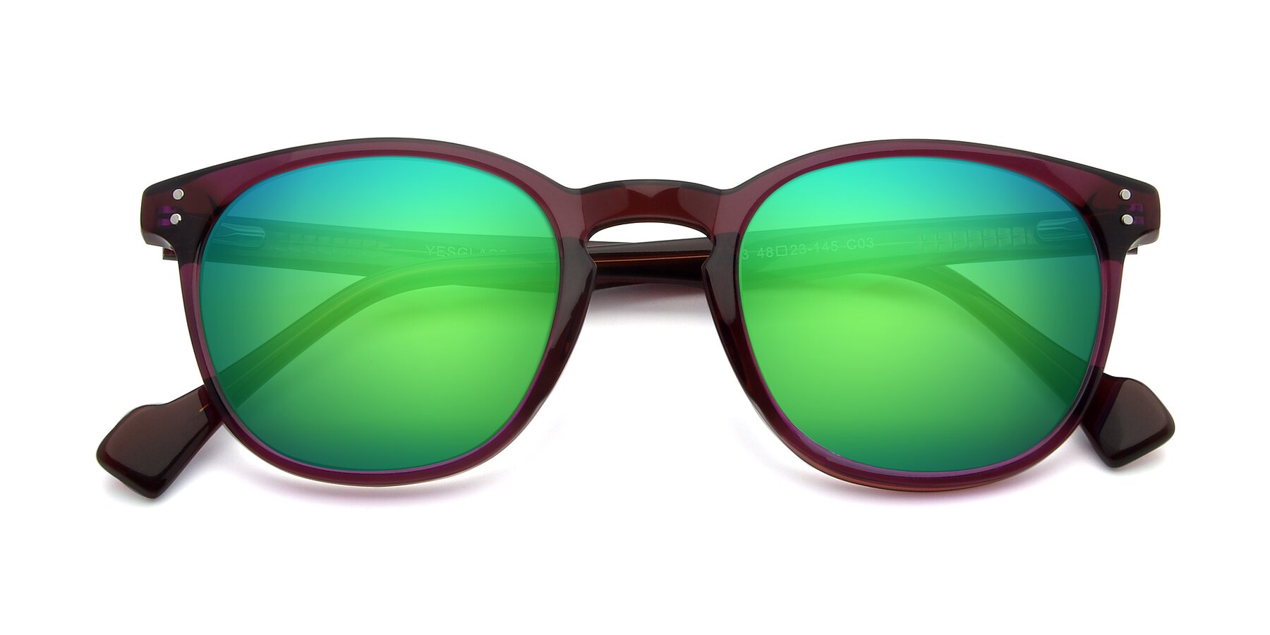 Folded Front of 17293 in Violet with Green Mirrored Lenses