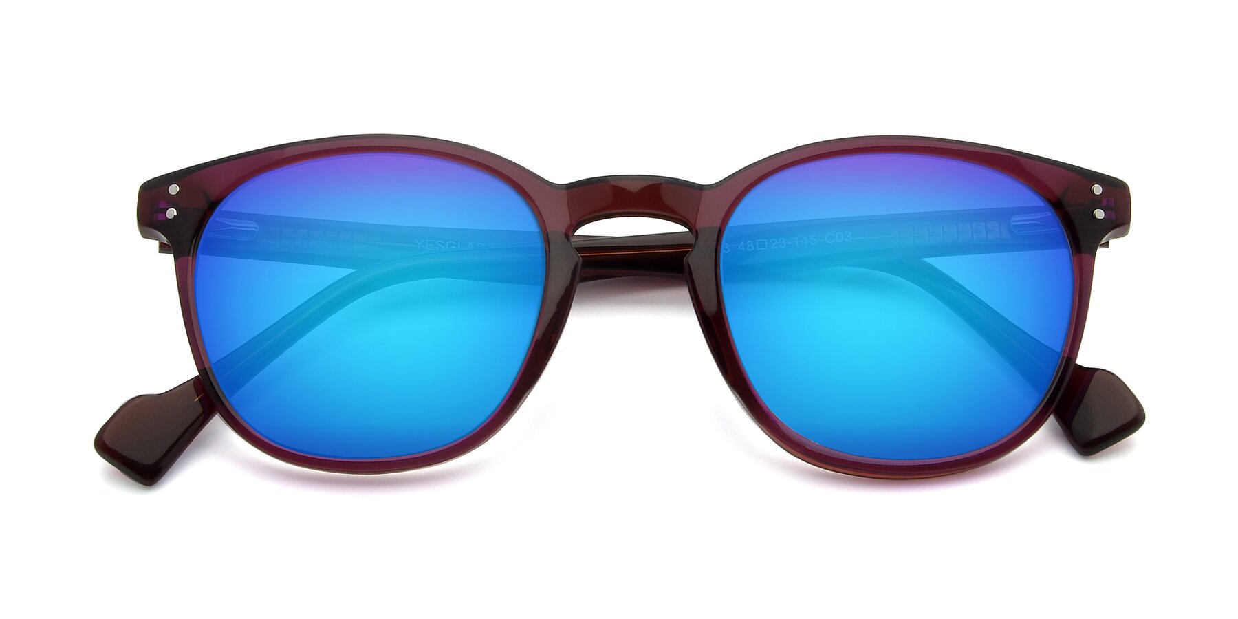 Folded Front of 17293 in Violet with Blue Mirrored Lenses
