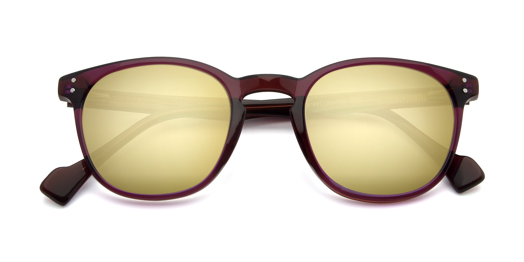 Folded Front of 17293 in Violet with Gold Mirrored Lenses