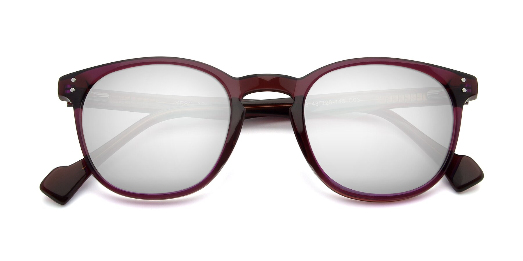 Folded Front of 17293 in Violet with Silver Mirrored Lenses