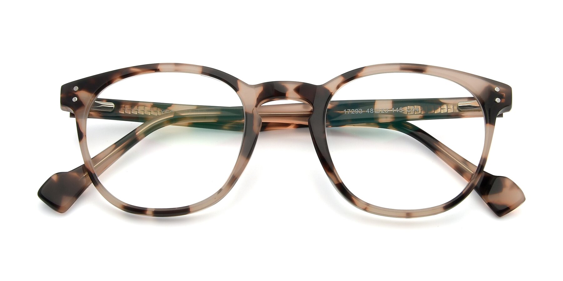 Folded Front of 17293 in Tortoise with Clear Reading Eyeglass Lenses