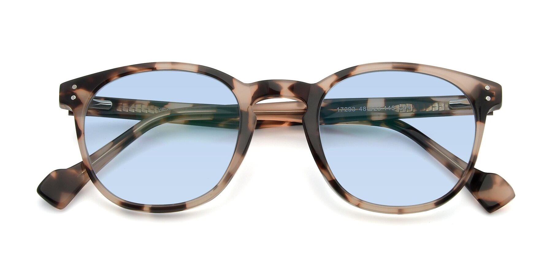 Folded Front of 17293 in Tortoise with Light Blue Tinted Lenses