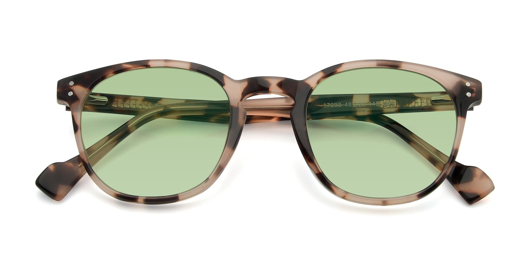 Folded Front of 17293 in Tortoise with Medium Green Tinted Lenses
