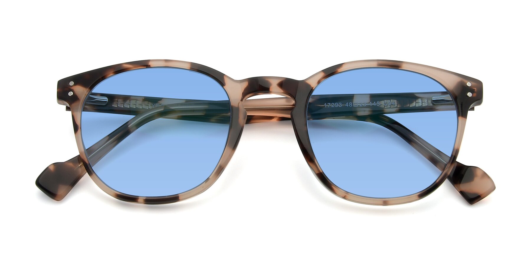 Folded Front of 17293 in Tortoise with Medium Blue Tinted Lenses