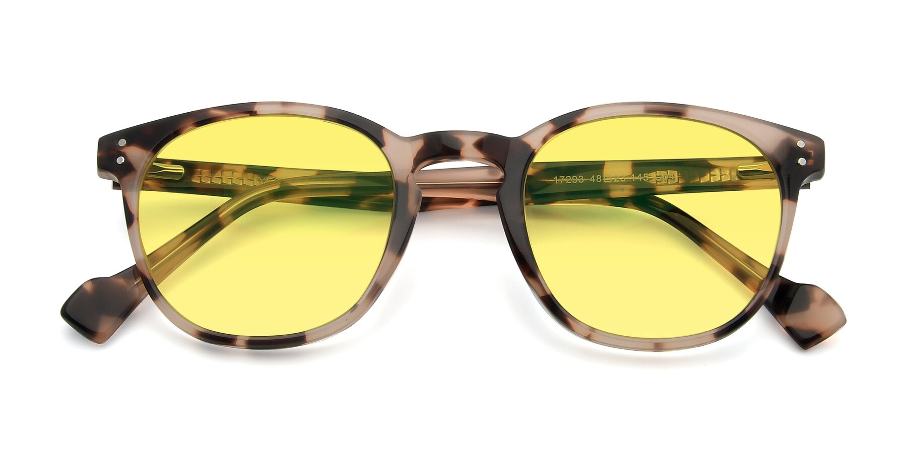 Folded Front of 17293 in Tortoise with Medium Yellow Tinted Lenses