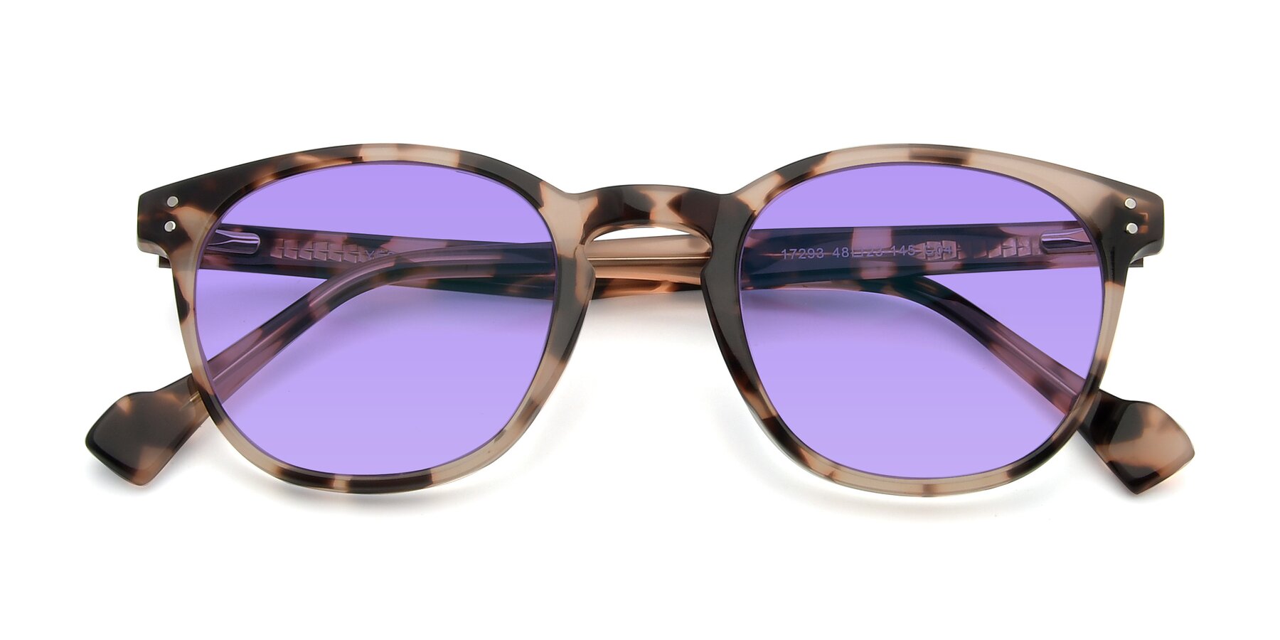 Folded Front of 17293 in Tortoise with Medium Purple Tinted Lenses