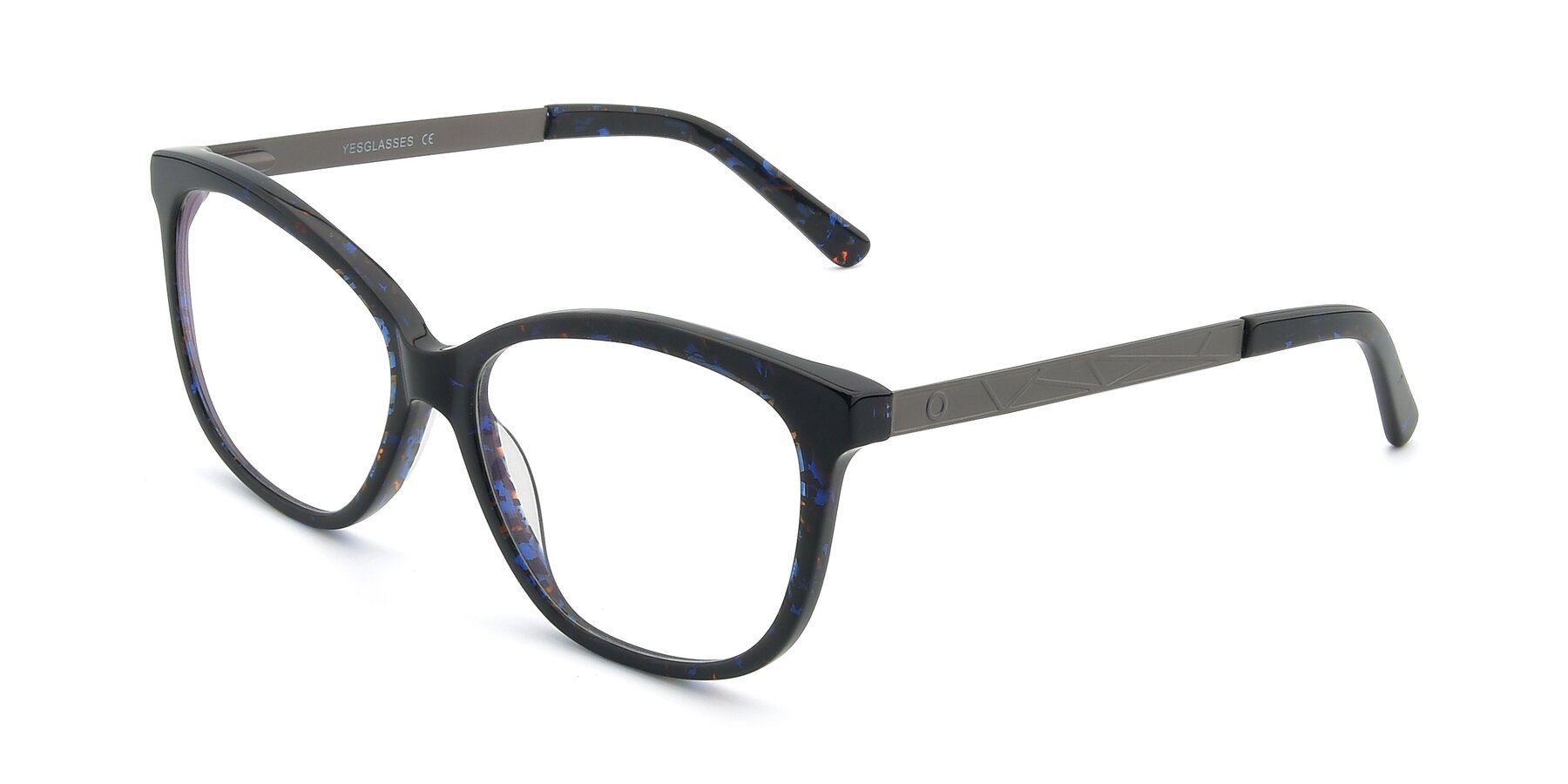 Angle of 17322 in Floral Black with Clear Blue Light Blocking Lenses