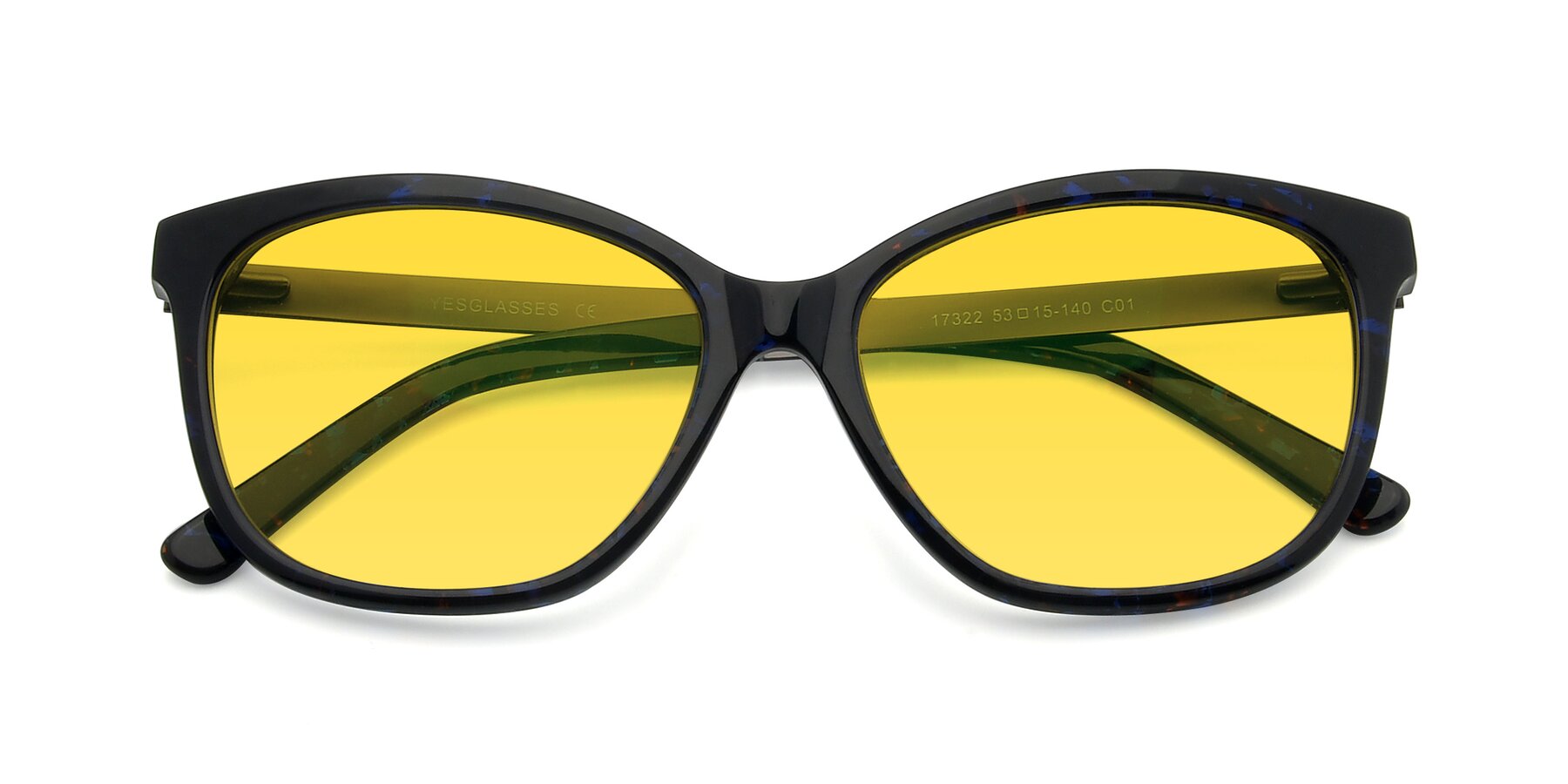 Folded Front of 17322 in Floral Black with Yellow Tinted Lenses