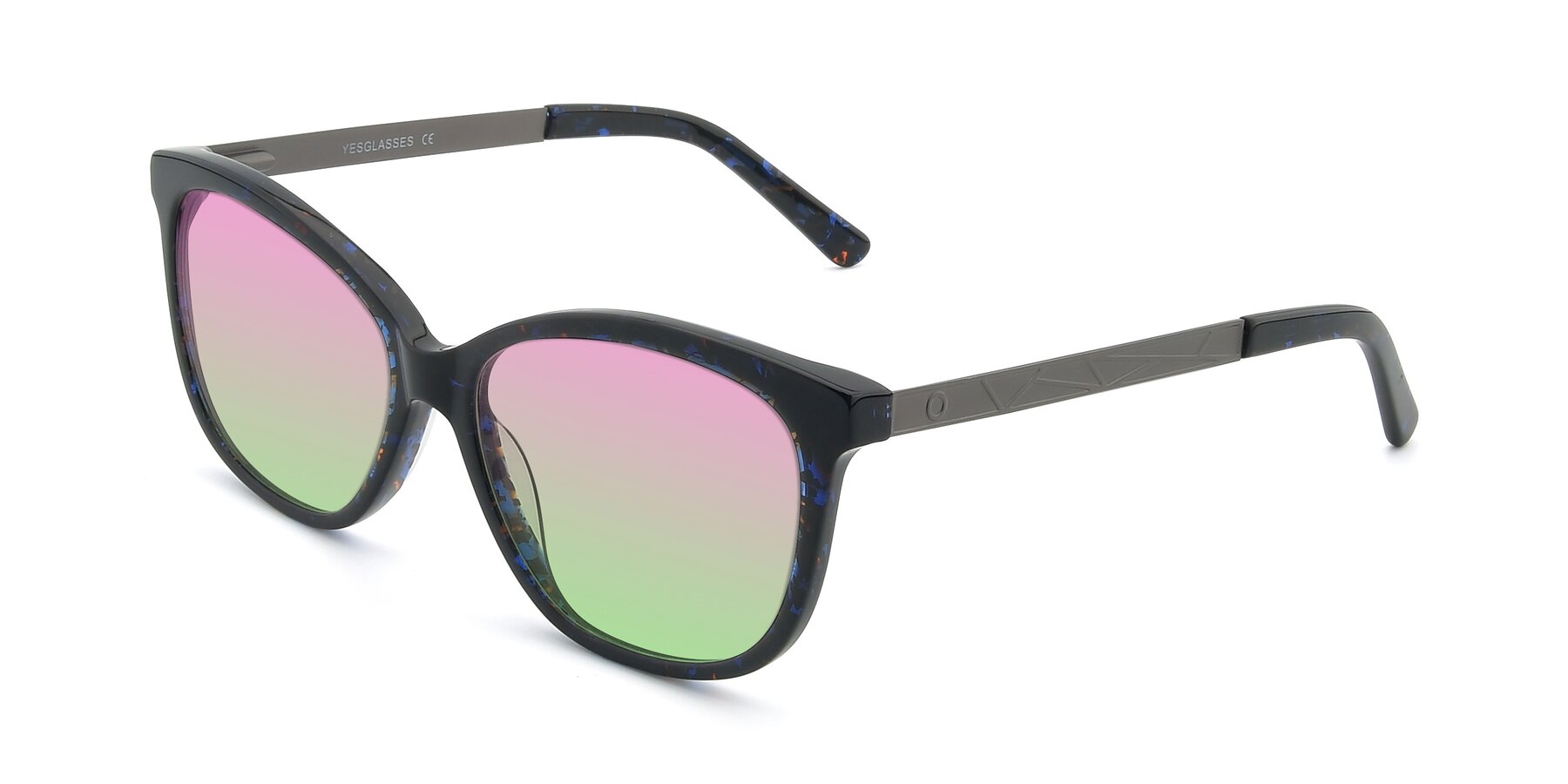 Angle of 17322 in Floral Black with Pink / Green Gradient Lenses