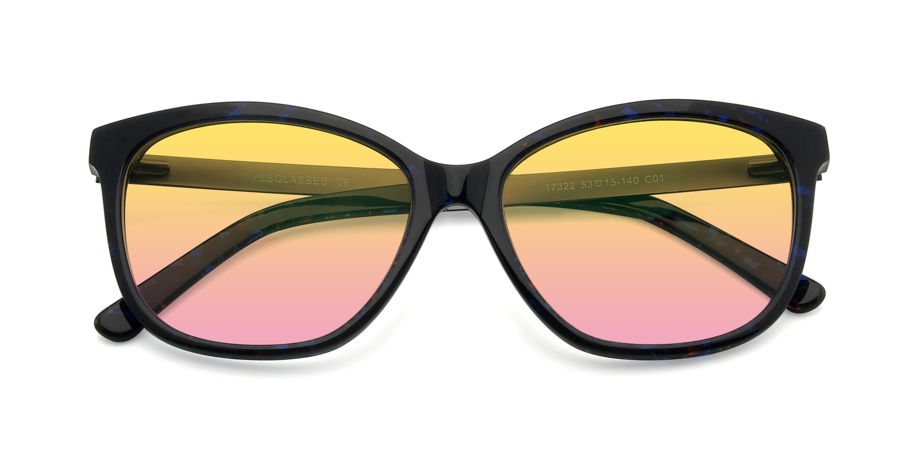 Folded Front of 17322 in Floral Black with Yellow / Pink Gradient Lenses