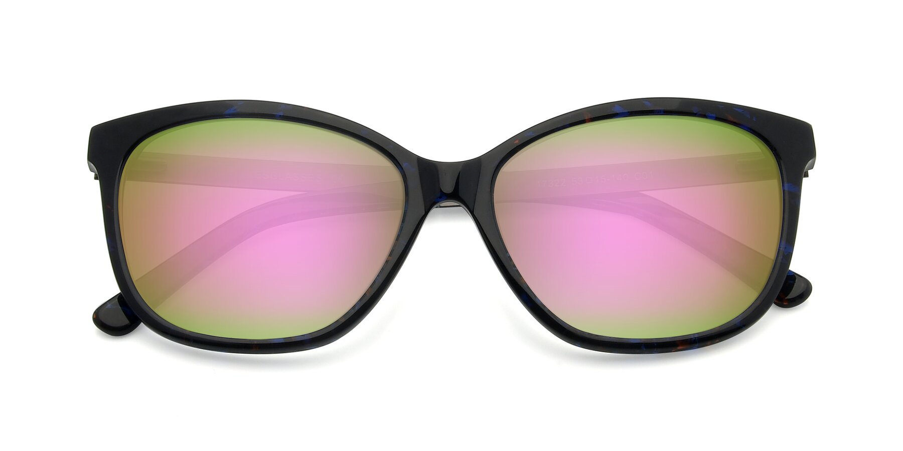 Folded Front of 17322 in Floral Black with Pink Mirrored Lenses
