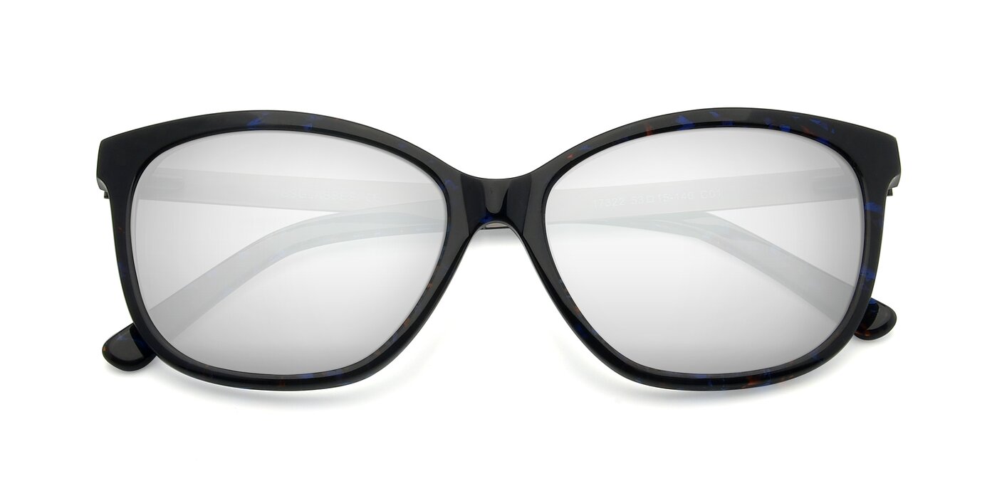 17322 - Floral Black Flash Mirrored Sunglasses
