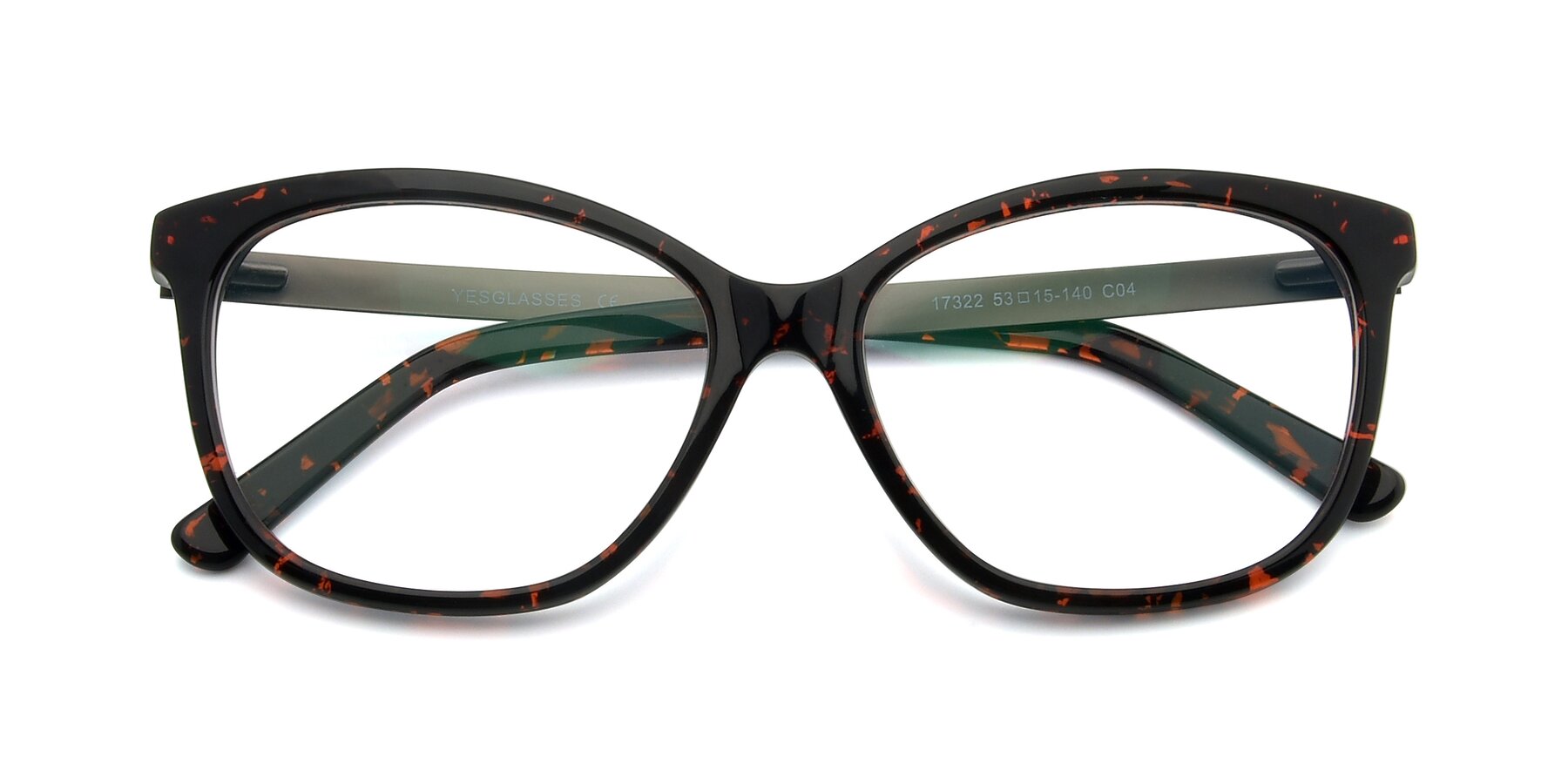 Folded Front of 17322 in Tortoise Wine with Clear Reading Eyeglass Lenses