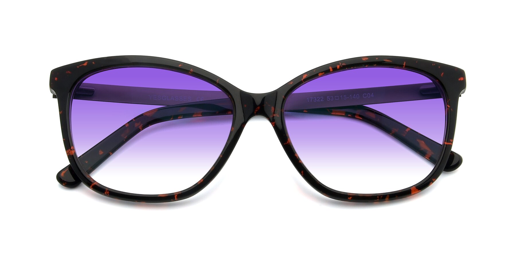 Folded Front of 17322 in Tortoise Wine with Purple Gradient Lenses