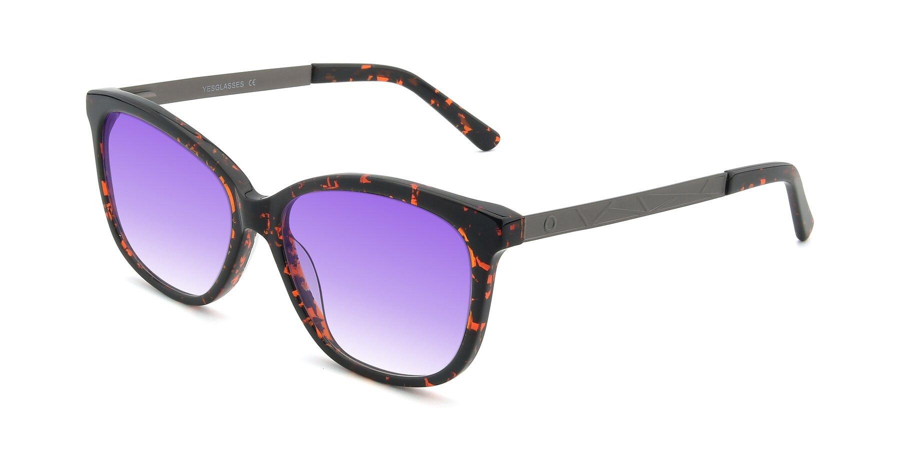 Angle of 17322 in Tortoise Wine with Purple Gradient Lenses