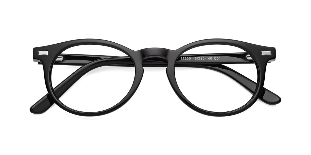 Black Hipster Keyhole Bridge Round Eyeglasses 17330