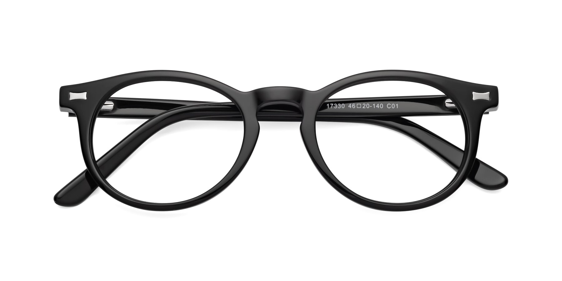 Folded Front of 17330 in Black with Clear Eyeglass Lenses