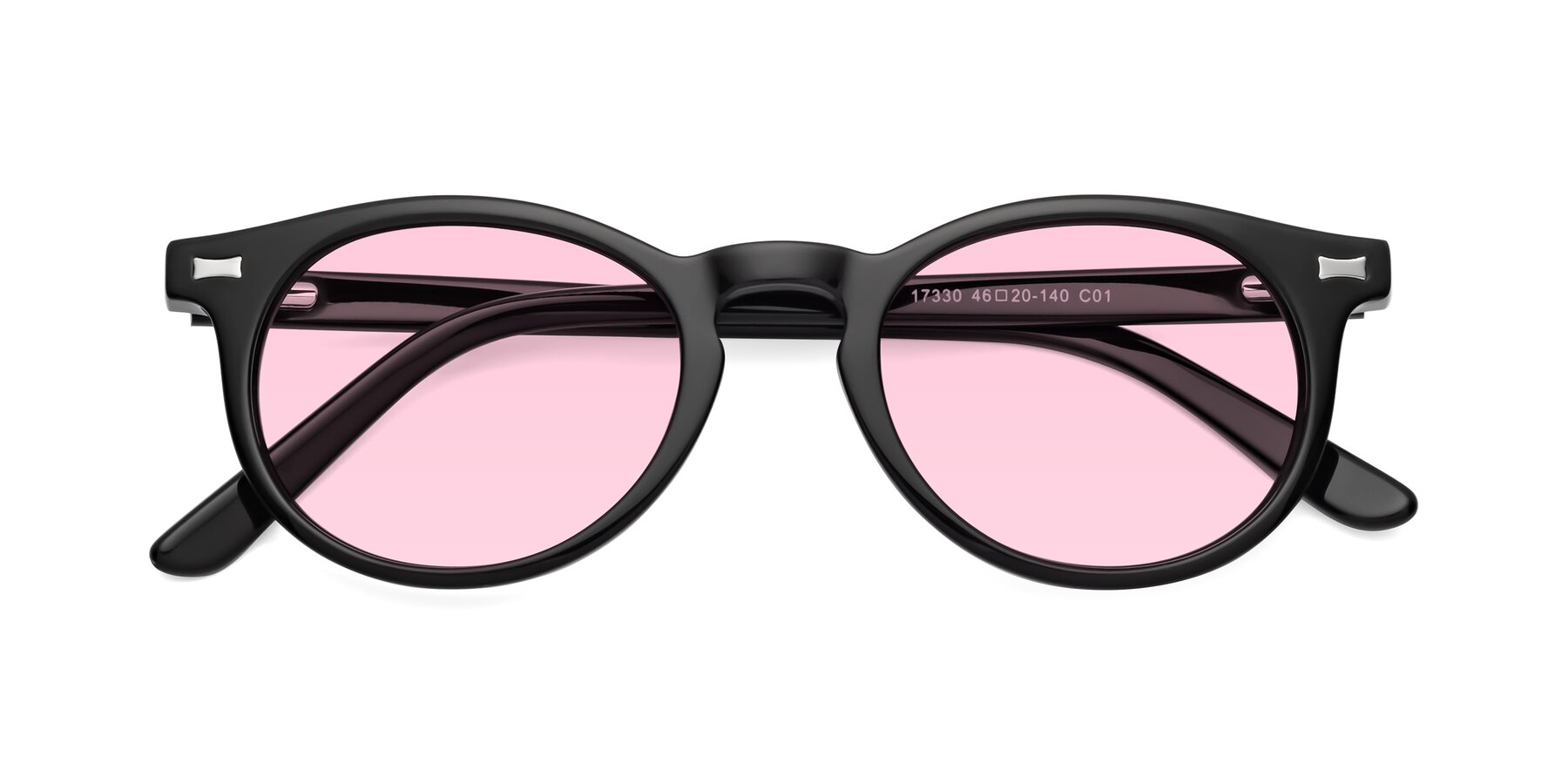 Folded Front of 17330 in Black with Light Pink Tinted Lenses