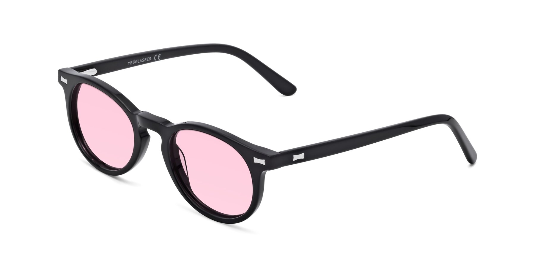 Angle of 17330 in Black with Light Pink Tinted Lenses