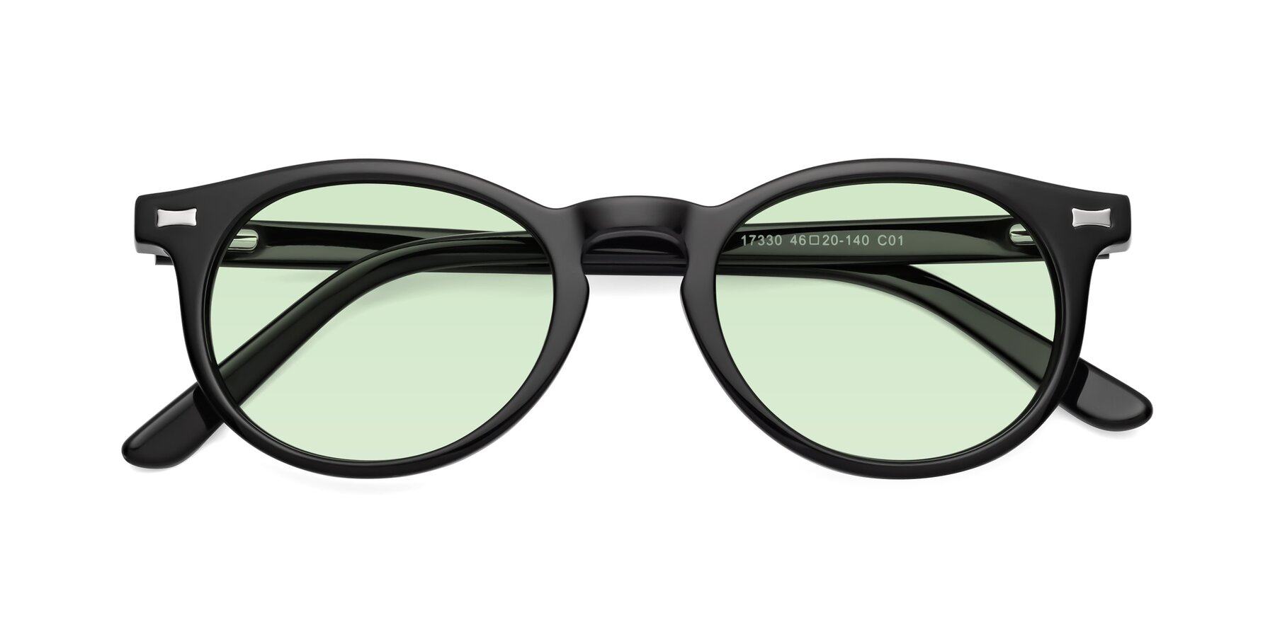 Folded Front of 17330 in Black with Light Green Tinted Lenses