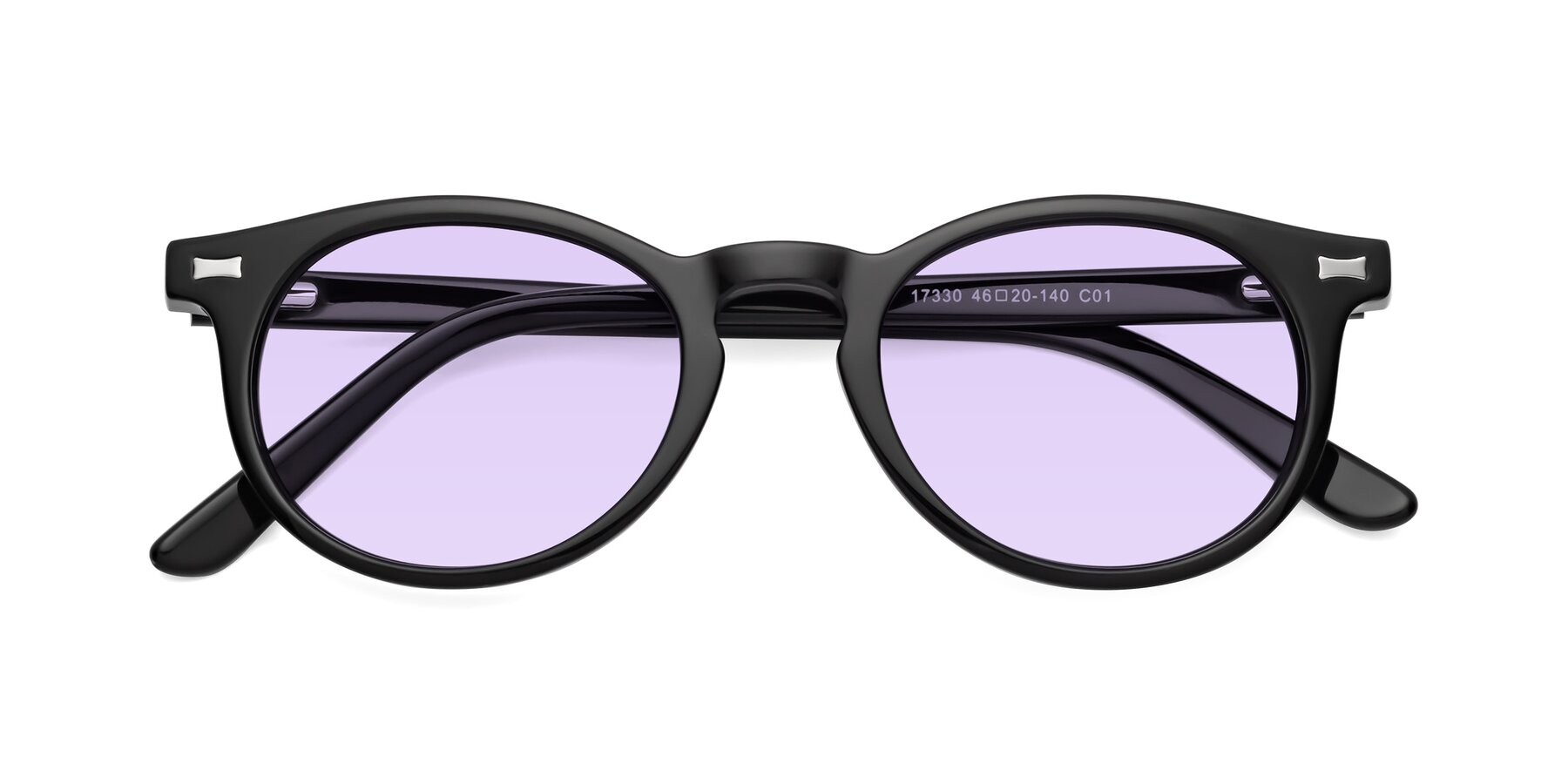 Folded Front of 17330 in Black with Light Purple Tinted Lenses