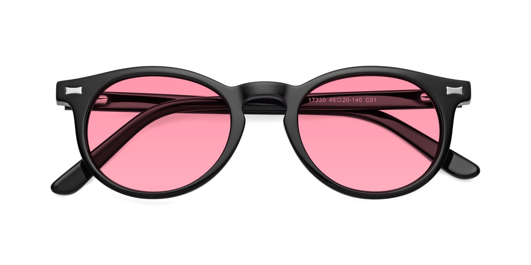 Folded Front of 17330 in Black with Pink Tinted Lenses