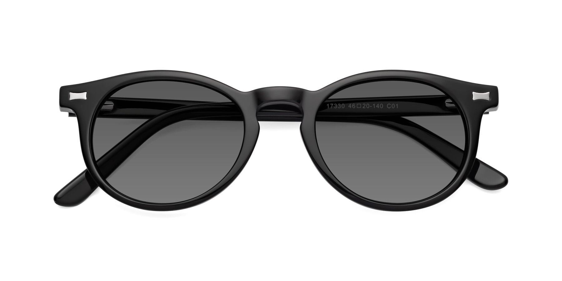 Folded Front of 17330 in Black with Medium Gray Tinted Lenses