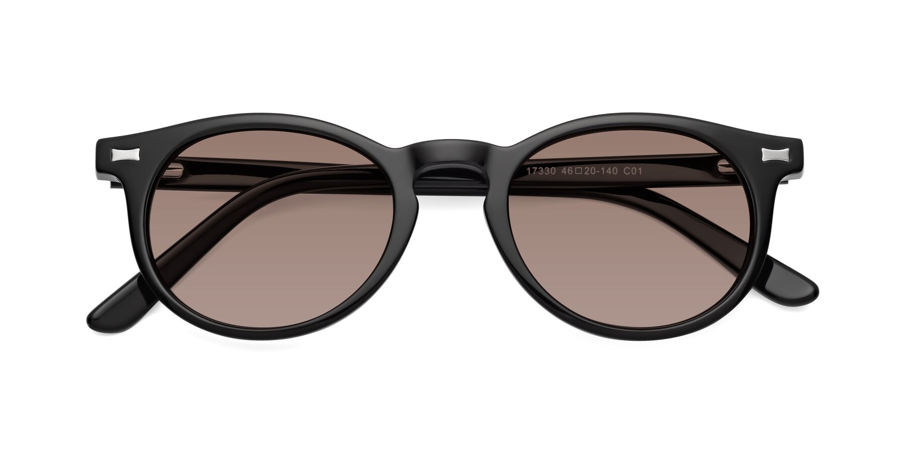 Folded Front of 17330 in Black with Medium Brown Tinted Lenses