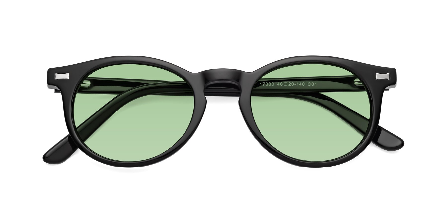Folded Front of 17330 in Black with Medium Green Tinted Lenses