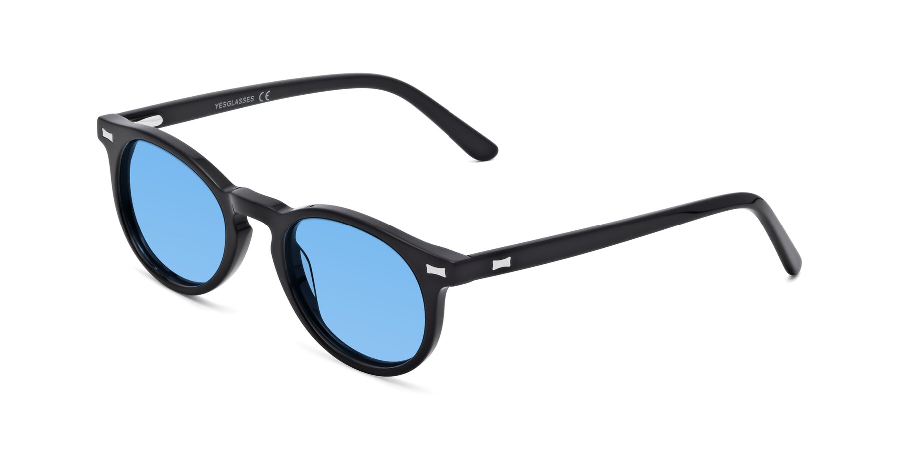 Angle of 17330 in Black with Medium Blue Tinted Lenses