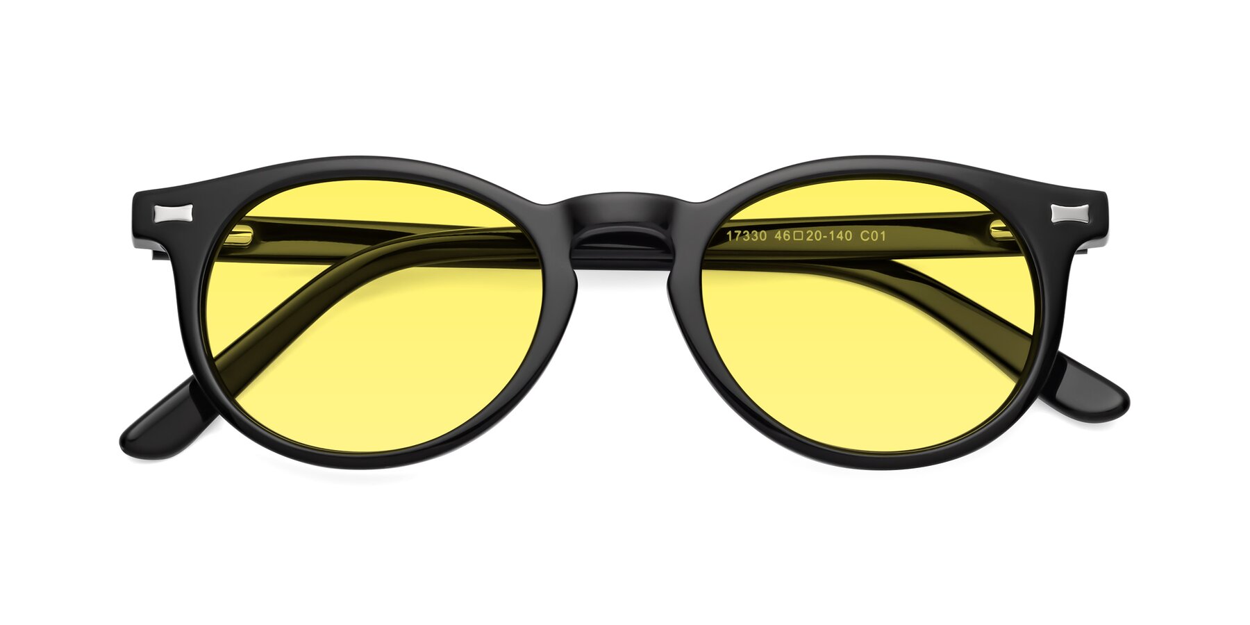 Folded Front of 17330 in Black with Medium Yellow Tinted Lenses