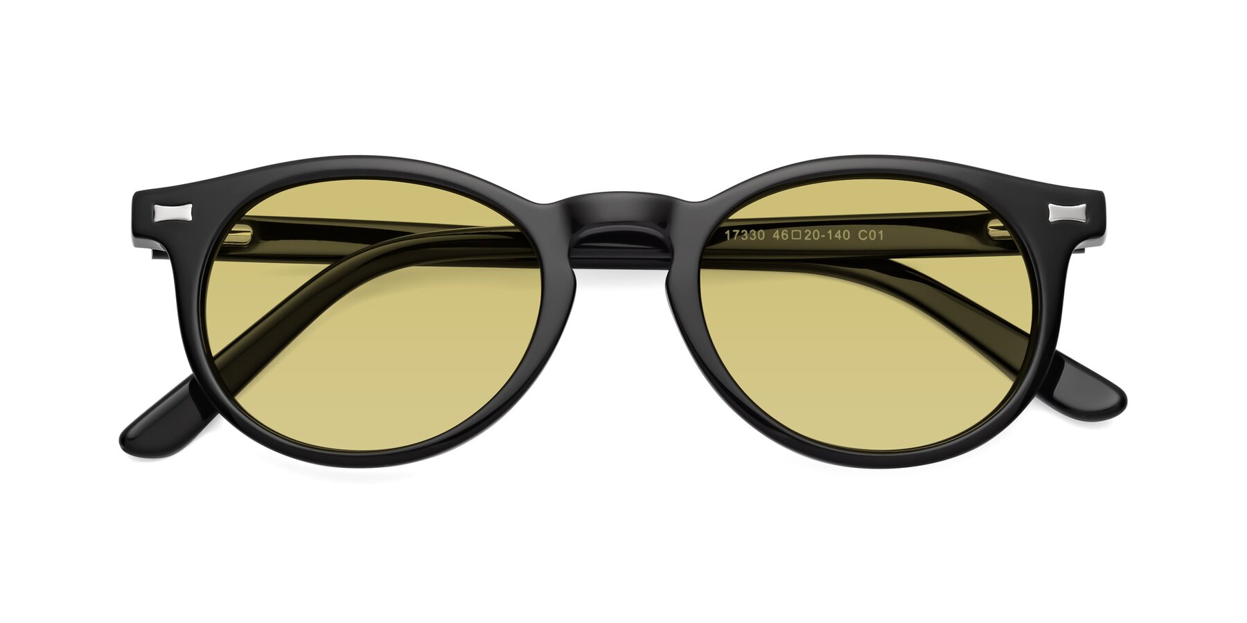 Folded Front of 17330 in Black with Medium Champagne Tinted Lenses
