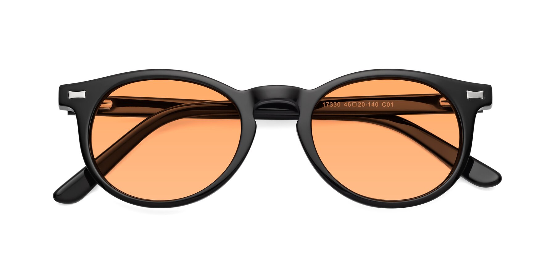 Folded Front of 17330 in Black with Medium Orange Tinted Lenses