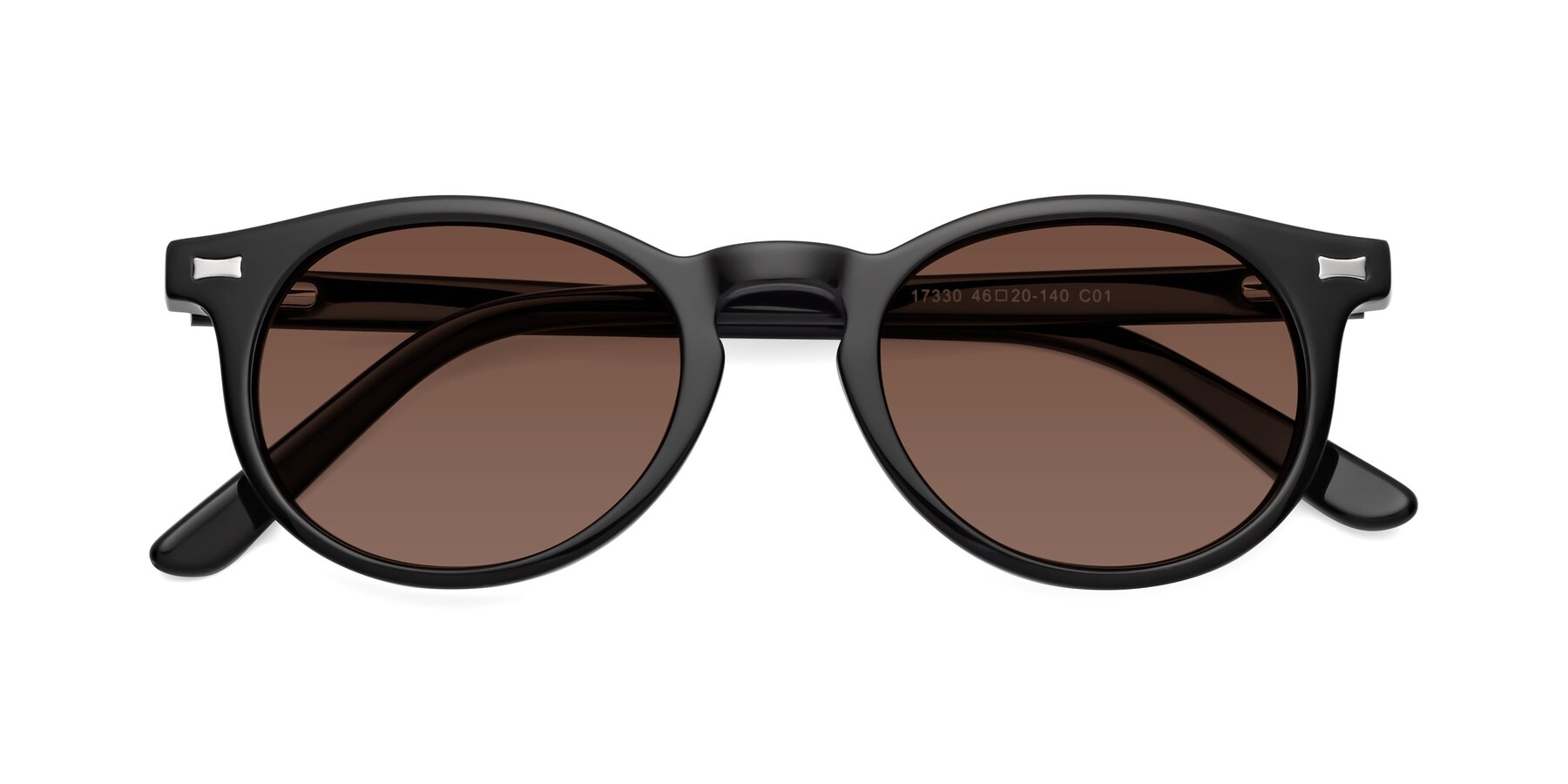 Folded Front of 17330 in Black with Brown Tinted Lenses