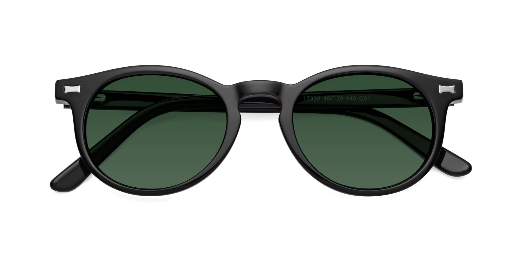Folded Front of 17330 in Black with Green Tinted Lenses