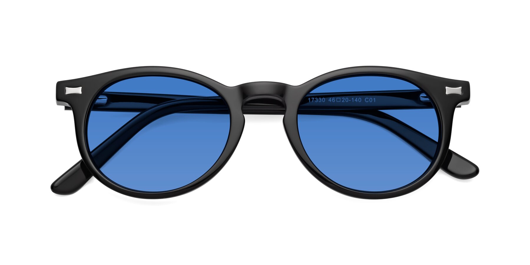 Folded Front of 17330 in Black with Blue Tinted Lenses
