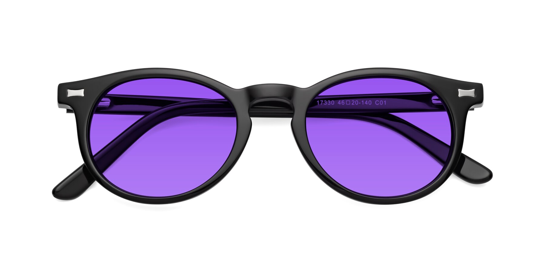 Folded Front of 17330 in Black with Purple Tinted Lenses