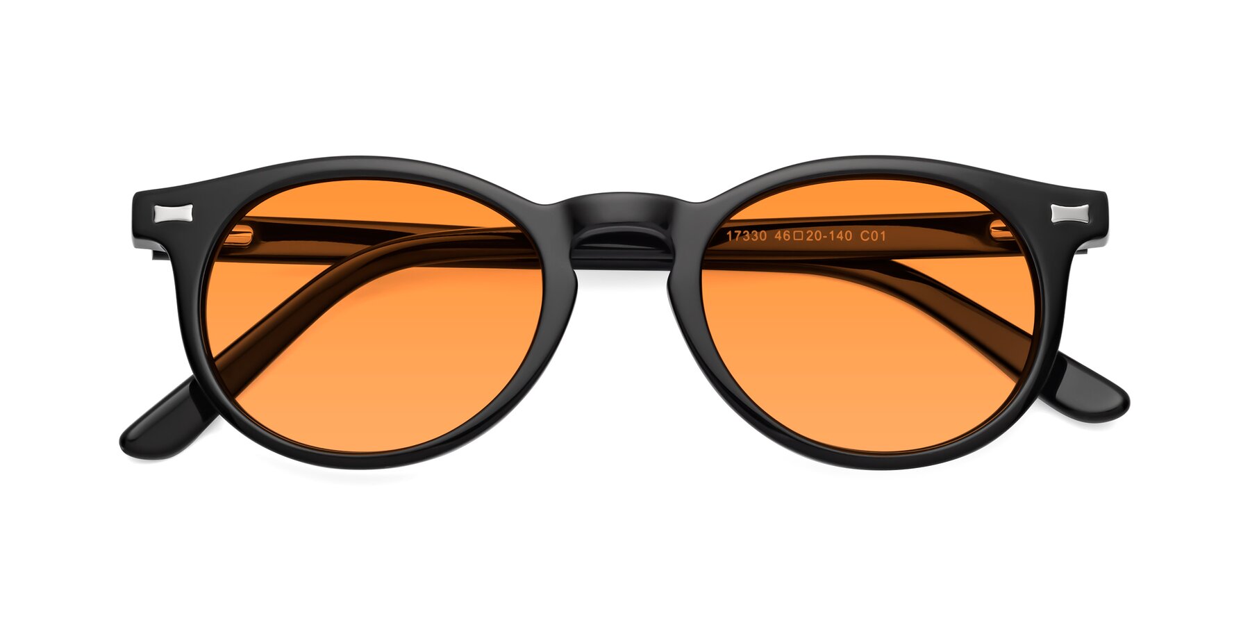 Folded Front of 17330 in Black with Orange Tinted Lenses