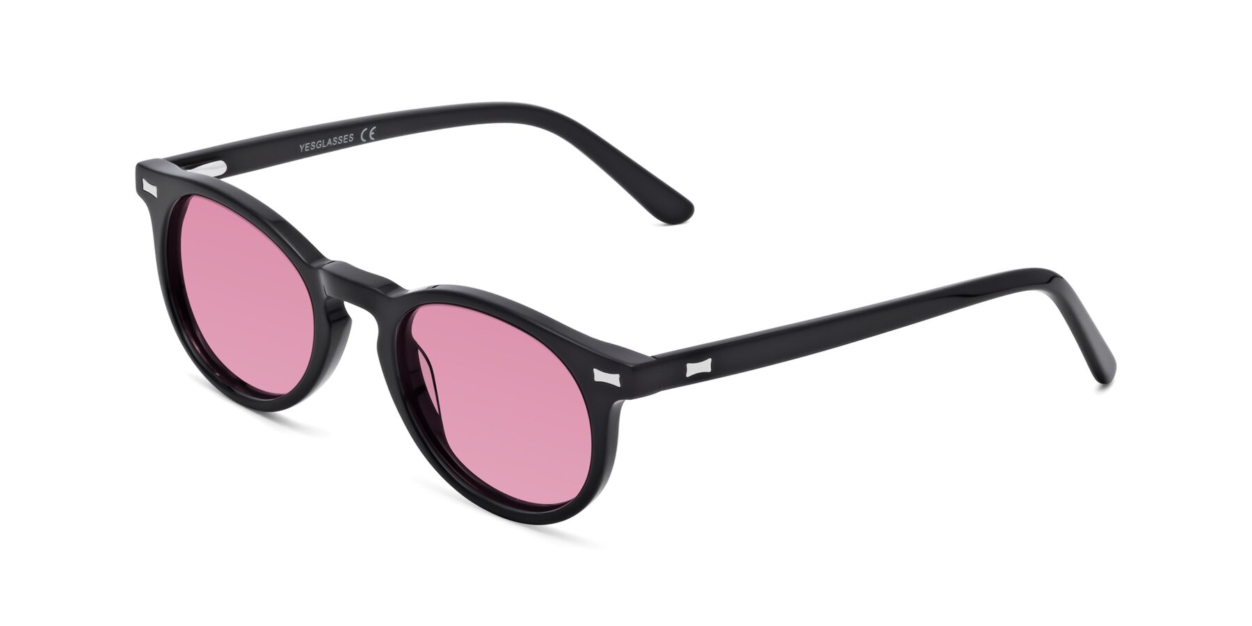 Angle of 17330 in Black with Medium Wine Tinted Lenses