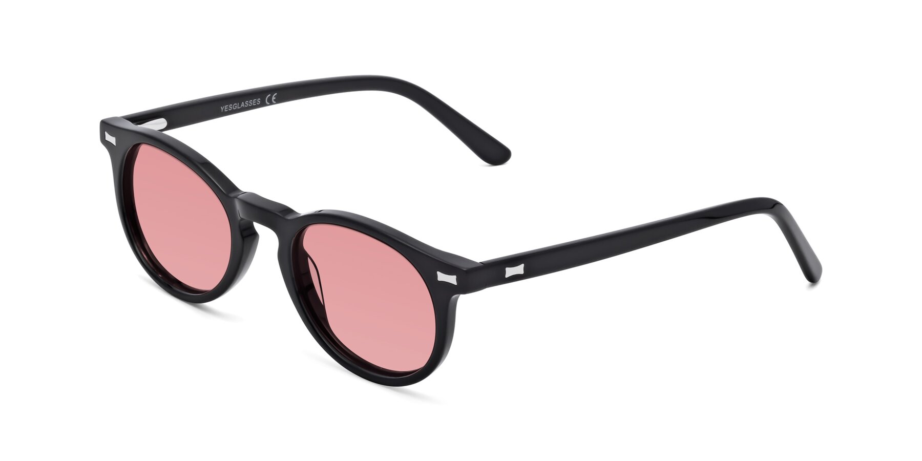 Angle of 17330 in Black with Medium Garnet Tinted Lenses