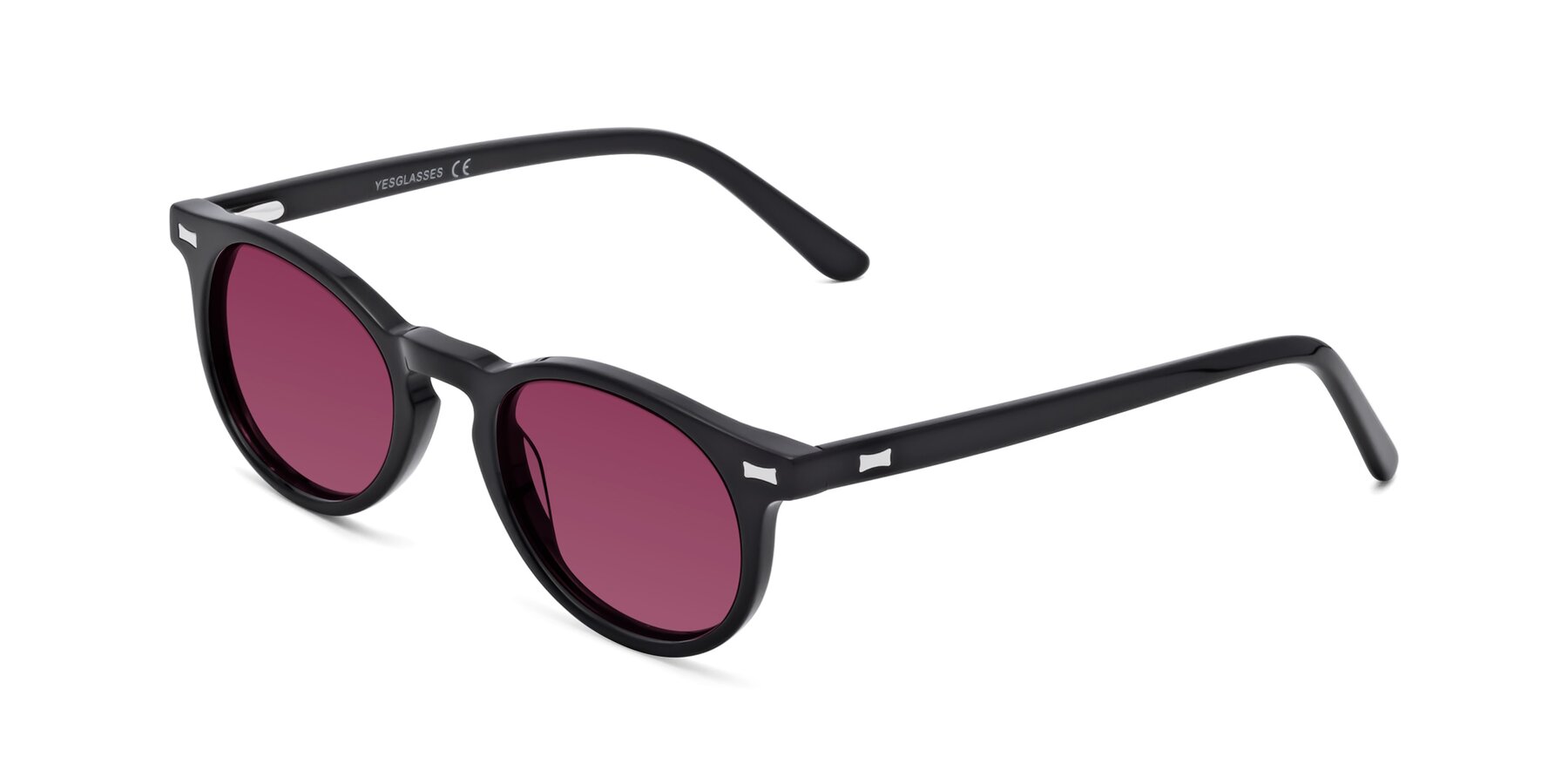 Angle of 17330 in Black with Wine Tinted Lenses