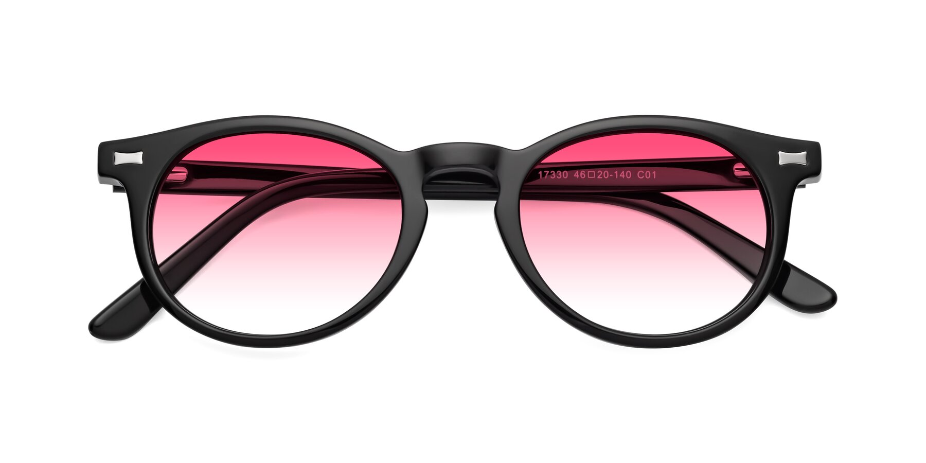 Folded Front of 17330 in Black with Pink Gradient Lenses